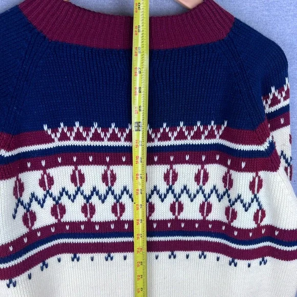 Vintage 70 80s JC Penney Nordic Fair Isle Cable Knit Acrylic Sweater Mens M